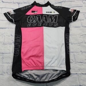 Primal Cycling Jersey WOMENS XL Black Pink White Caam Events Full Zip